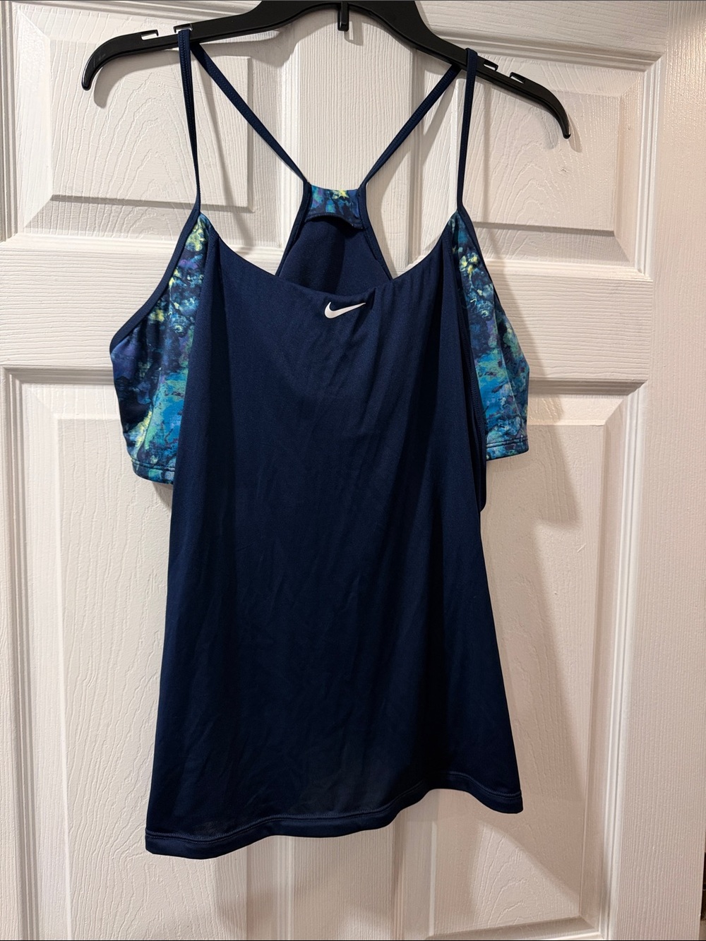 Nike Navy Blue Women's Strappy Athletic Tank with Teal Accent Panels